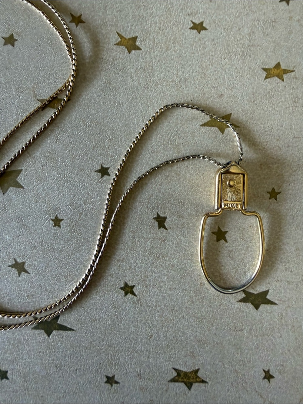Vintage Gold-tone Lock Charm Pendant Necklace by Monet